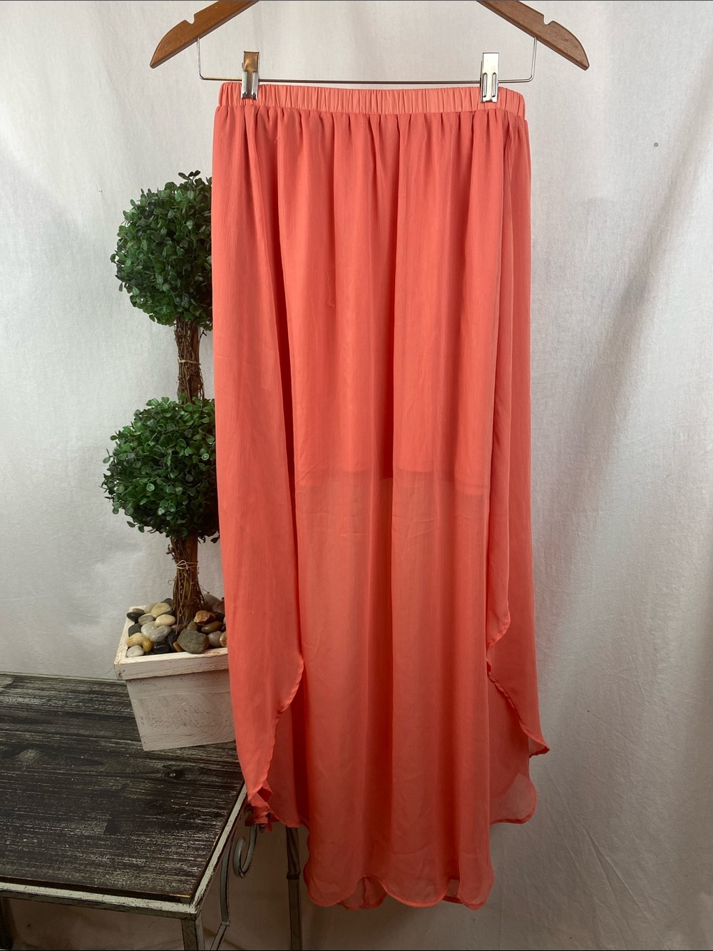 Xhilaration Coral Long Maxi Slit Skirt S